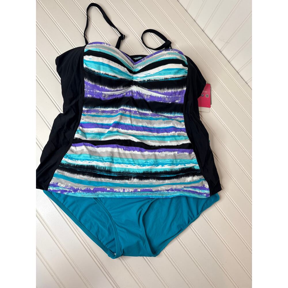 NWT Free Country Tie Dye Bandeau & Coco Reef Bikini Bottom Swim Bundle Plus 3X - Picture 6 of 9